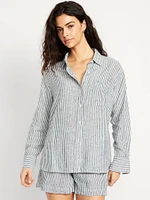 Linen-Blend Button-Down Shirt