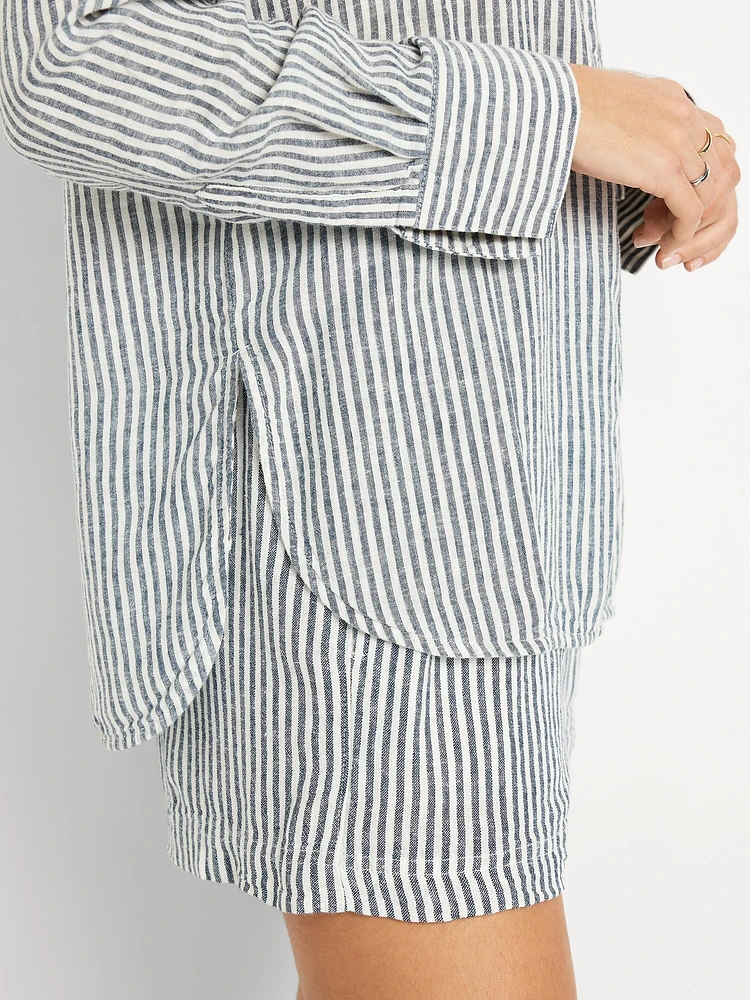 Linen-Blend Button-Down Shirt