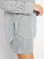 Linen-Blend Button-Down Shirt