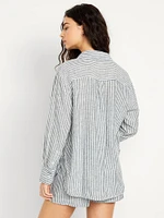 Linen-Blend Button-Down Shirt