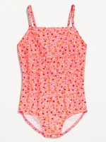 Printed Back Cutout One-Piece Swimsuit for Girls