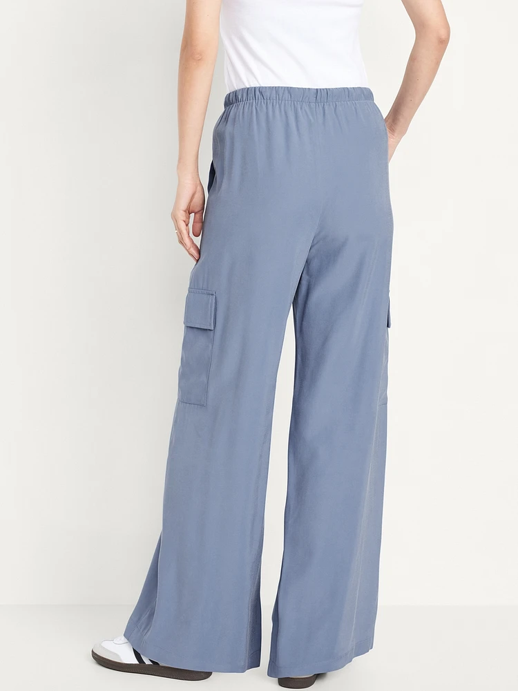 Extra High-Waisted Drapey Cargo Super Wide-Leg Pants