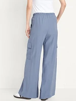Extra High-Waisted Drapey Cargo Super Wide-Leg Pants