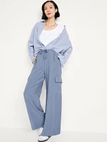 Extra High-Waisted Drapey Cargo Super Wide-Leg Pants