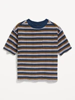 Oversized Short-Sleeve Waffle-Knit Pocket T-Shirt for Toddler Boys