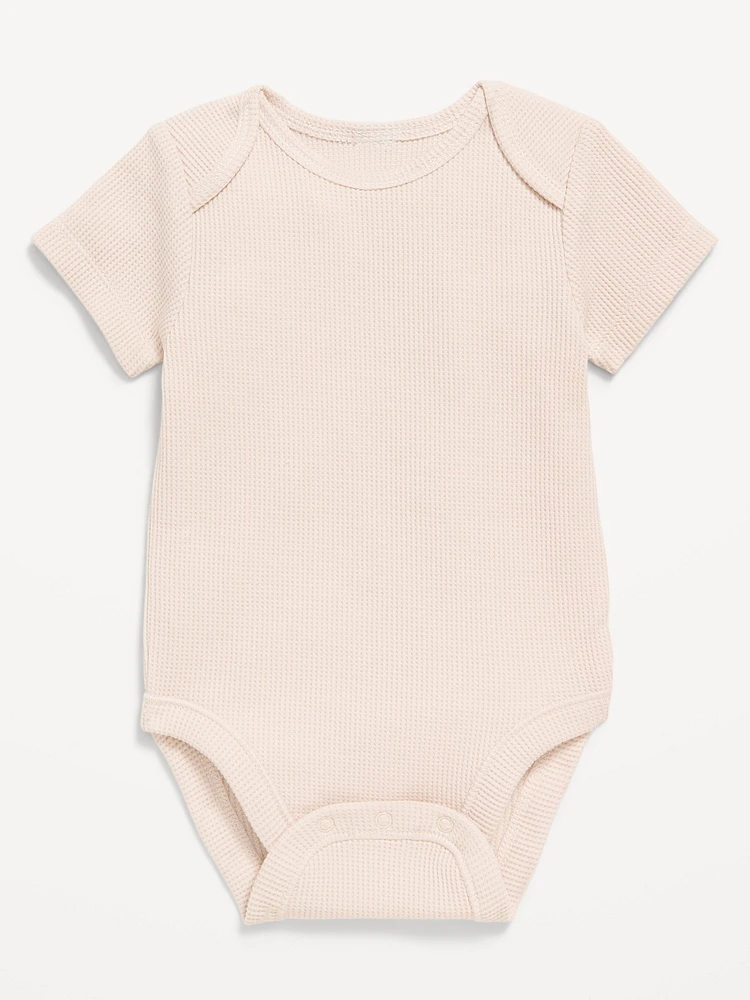 Unisex Short-Sleeve Waffle-Knit Bodysuit for Baby