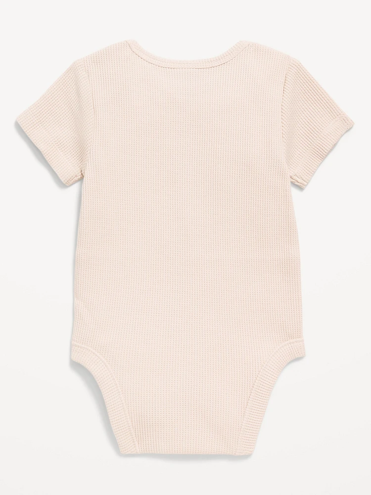 Unisex Short-Sleeve Waffle-Knit Bodysuit for Baby