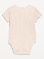 Unisex Short-Sleeve Waffle-Knit Bodysuit for Baby