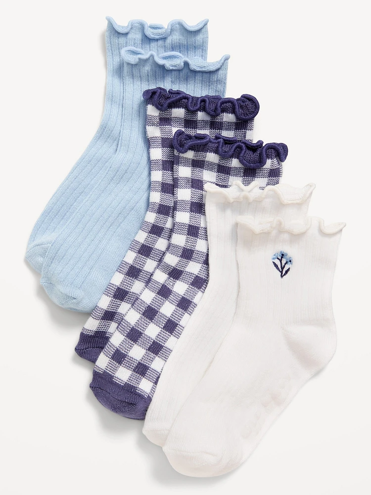 Ruffle-Cuff Crew Socks 3-Pack for Toddler & Baby