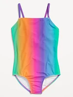 Printed Back Cutout One-Piece Swimsuit for Girls