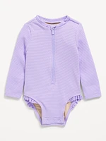 Textured Zip-Front Rashguard One-Piece Swimsuit for Baby