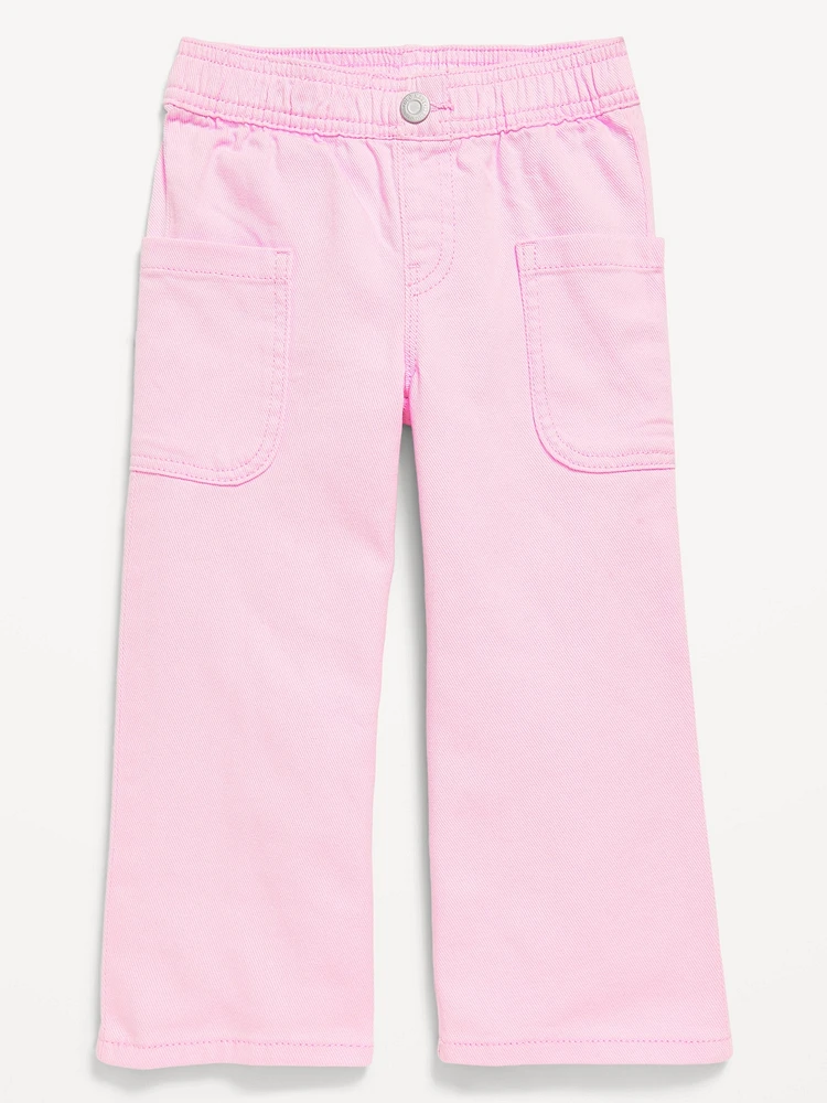 High-Waisted Baggy Wide-Leg Pull-On Pants for Toddler Girls