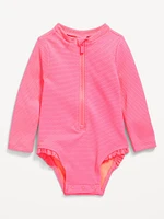 Textured Zip-Front Rashguard One-Piece Swimsuit for Baby