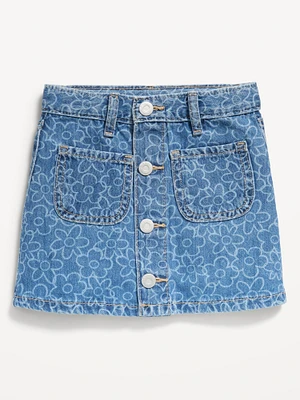 Printed High-Waisted A-Line Button-Front Skirt for Toddler Girls