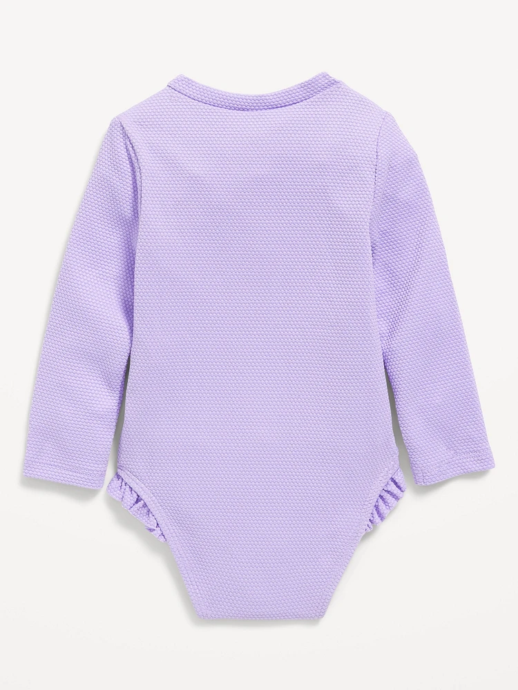 Textured Zip-Front Rashguard One-Piece Swimsuit for Baby