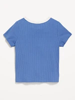 Short-Sleeve Ribbed Graphic T-Shirt for Toddler Girls