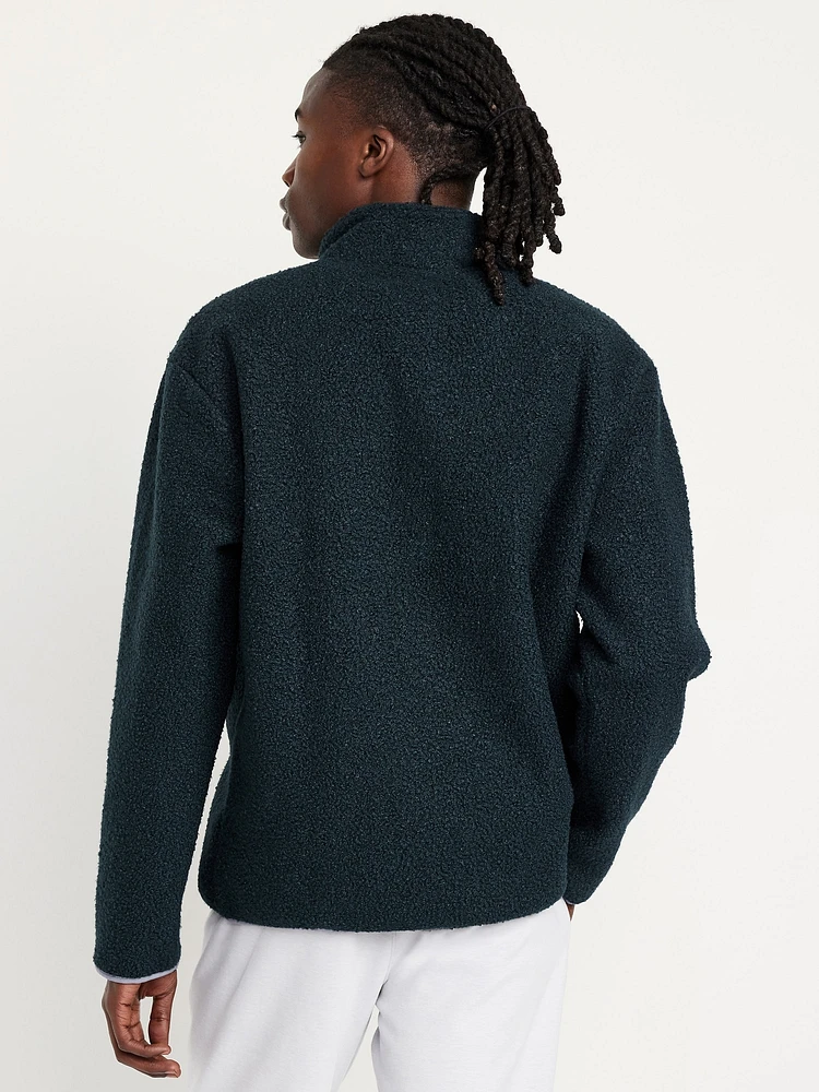 Bouclé Sherpa Quarter-Snap Pullover