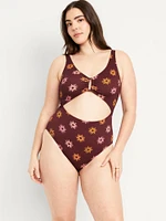Textured One-Piece Cut-Out Swimsuit
