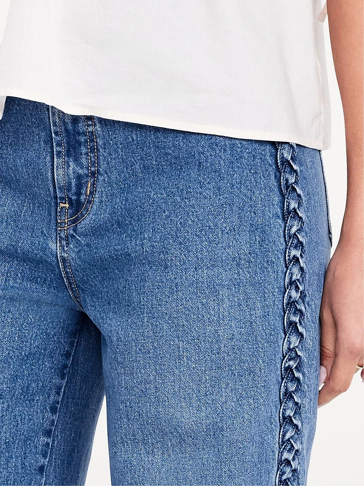 Extra High-Waisted Braided Wide-Leg Jeans