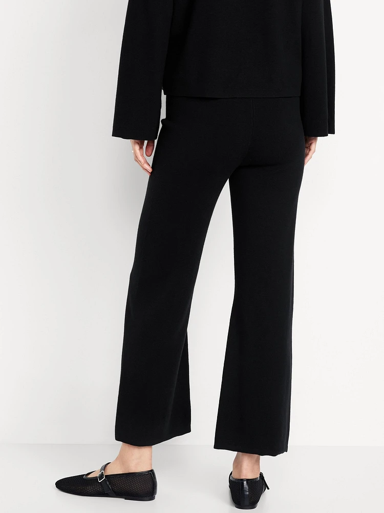 High-Waisted Crop Kick Flare Sweater Pants