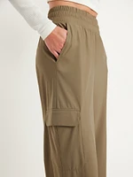 High-Waisted SleekTech Wide-Leg Cargo Pants