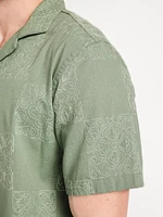 Short-Sleeve Embroidered Camp Shirt