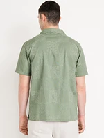 Short-Sleeve Embroidered Camp Shirt