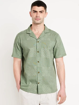 Short-Sleeve Embroidered Camp Shirt