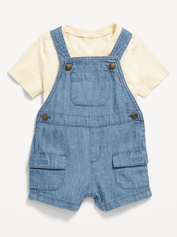 Short-Sleeve T-Shirt and Shortalls Set for Baby