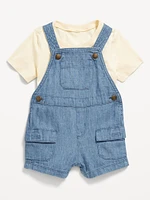 Short-Sleeve T-Shirt and Shortalls Set for Baby