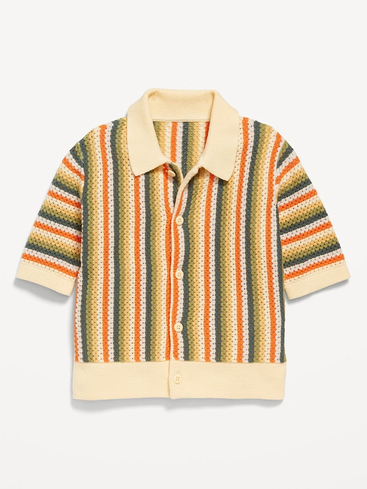 Loose Printed Sweater-Knit Shirt for Toddler Boys