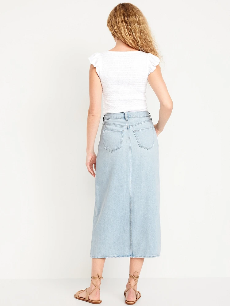 Mid-Rise Jean Maxi Skirt