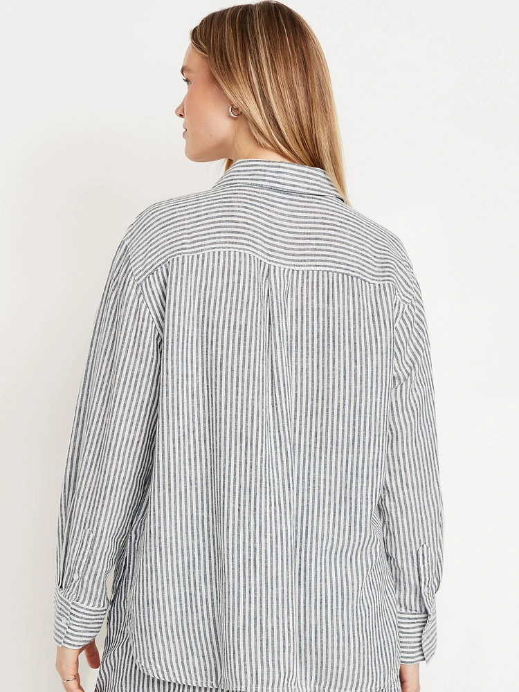 Linen-Blend Button-Down Shirt