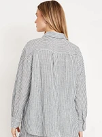 Linen-Blend Button-Down Shirt