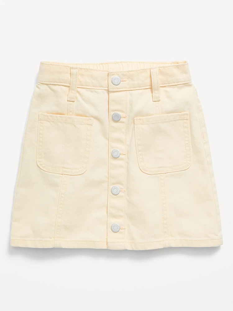 High-Waisted Button-Front Utility Mariner Jean Skirt for Girls