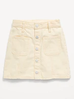 High-Waisted Button-Front Utility Mariner Jean Skirt for Girls