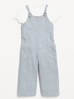 Short-Sleeve Ribbed T-Shirt and Jumpsuit Set for Toddler Girls