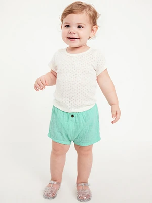 Double-Weave Button-Front Shorts for Baby