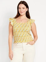 Flutter-Sleeve Smocked Top