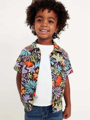 Printed Linen-Blend Pocket Shirt for Toddler Boys