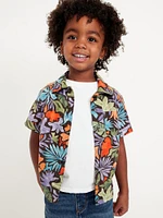 Printed Linen-Blend Pocket Shirt for Toddler Boys