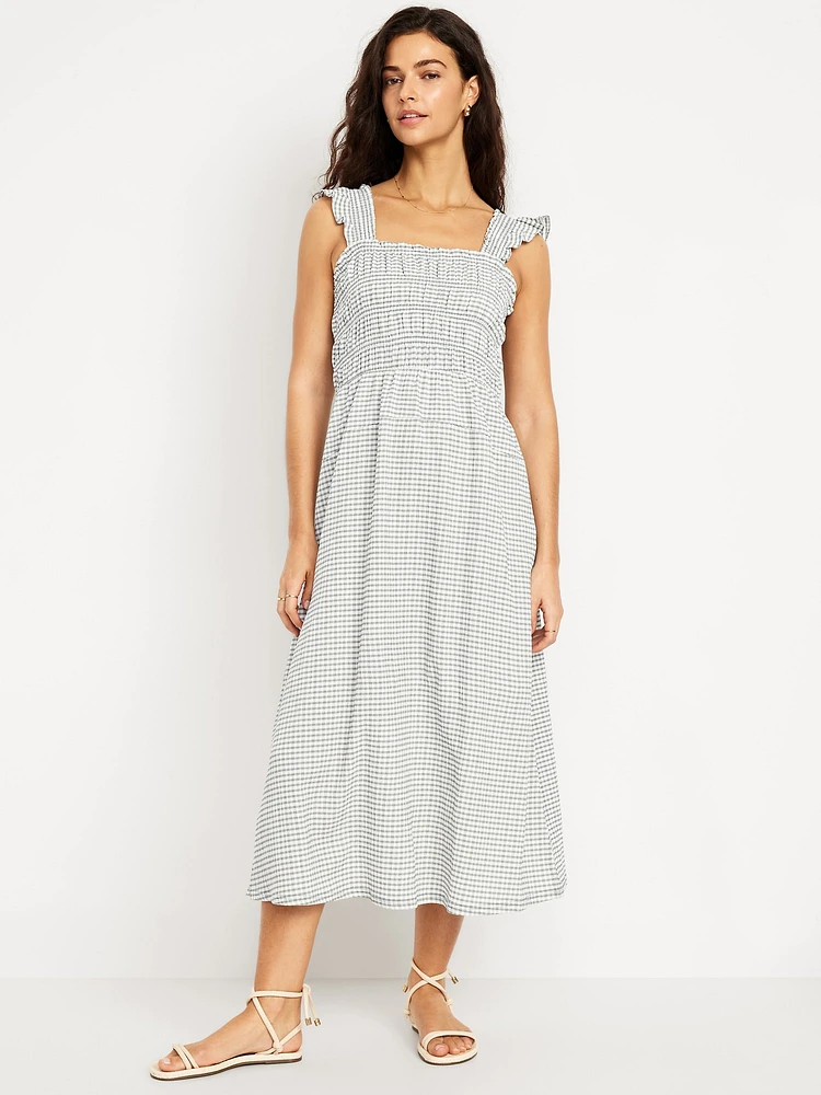 Fit & Flare Lightweight Smocked Midi Dress