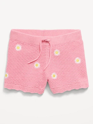 Sweater-Knit Embroidered Shorts for Girls