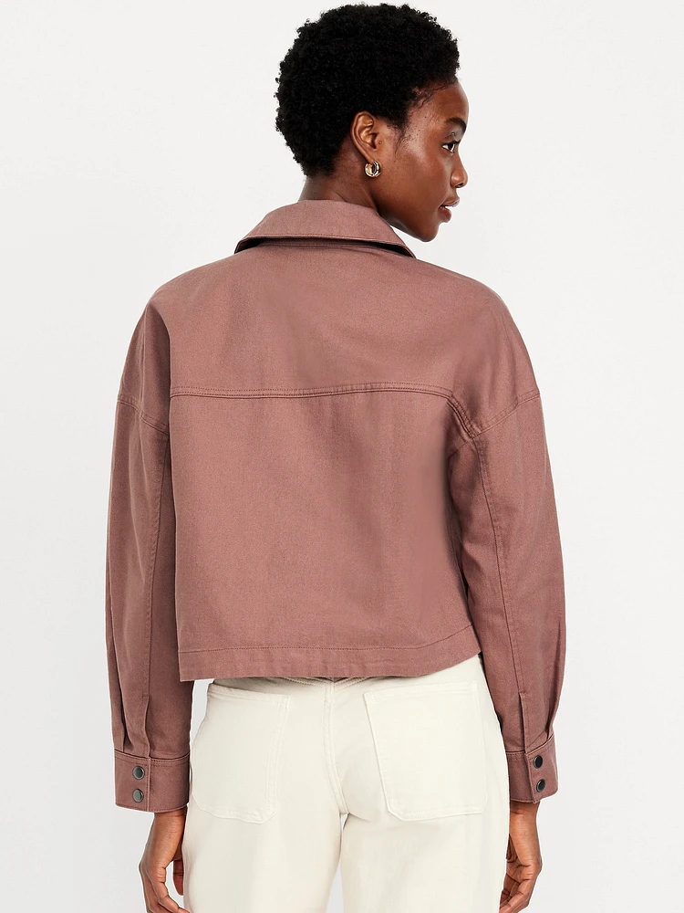 Canvas Crop Utility Jacket