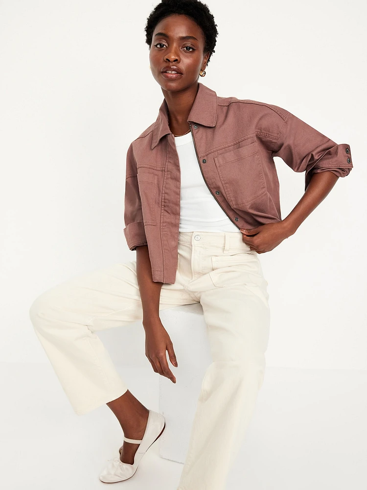 Canvas Crop Utility Jacket