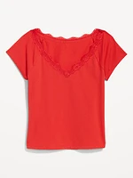 Lace-Trim V-Neck Top