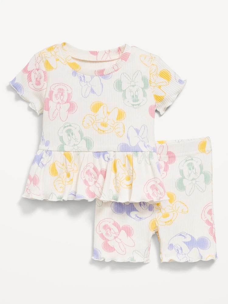 Disney© Ribbed Lettuce-Edge Top and Shorts Set for Baby