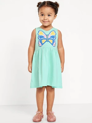 Sleeveless Applique Fit and Flare Dress for Toddler Girls