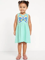 Sleeveless Applique Fit and Flare Dress for Toddler Girls