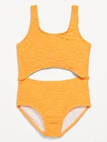 Textured Terry Cutout One-Piece Swimsuit for Girls